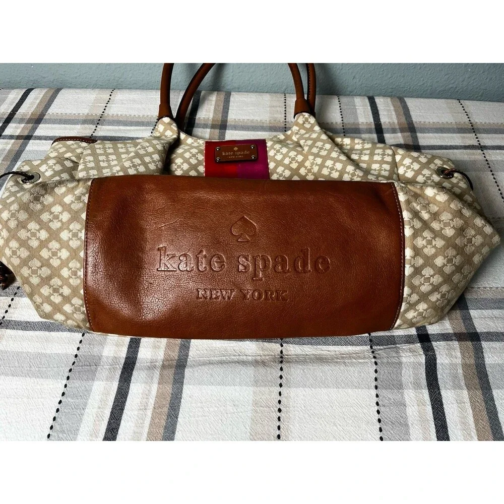 Kate Spade New York Stevi Classic Stucco Canvas & Leather Large Tote/Diaper Bag